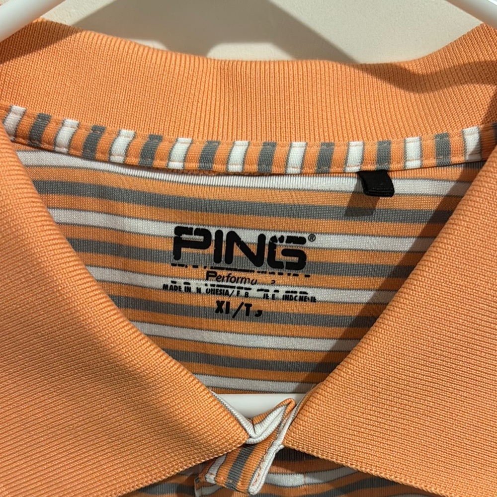 Ping Orange and White Polo Shirt Sporty Design